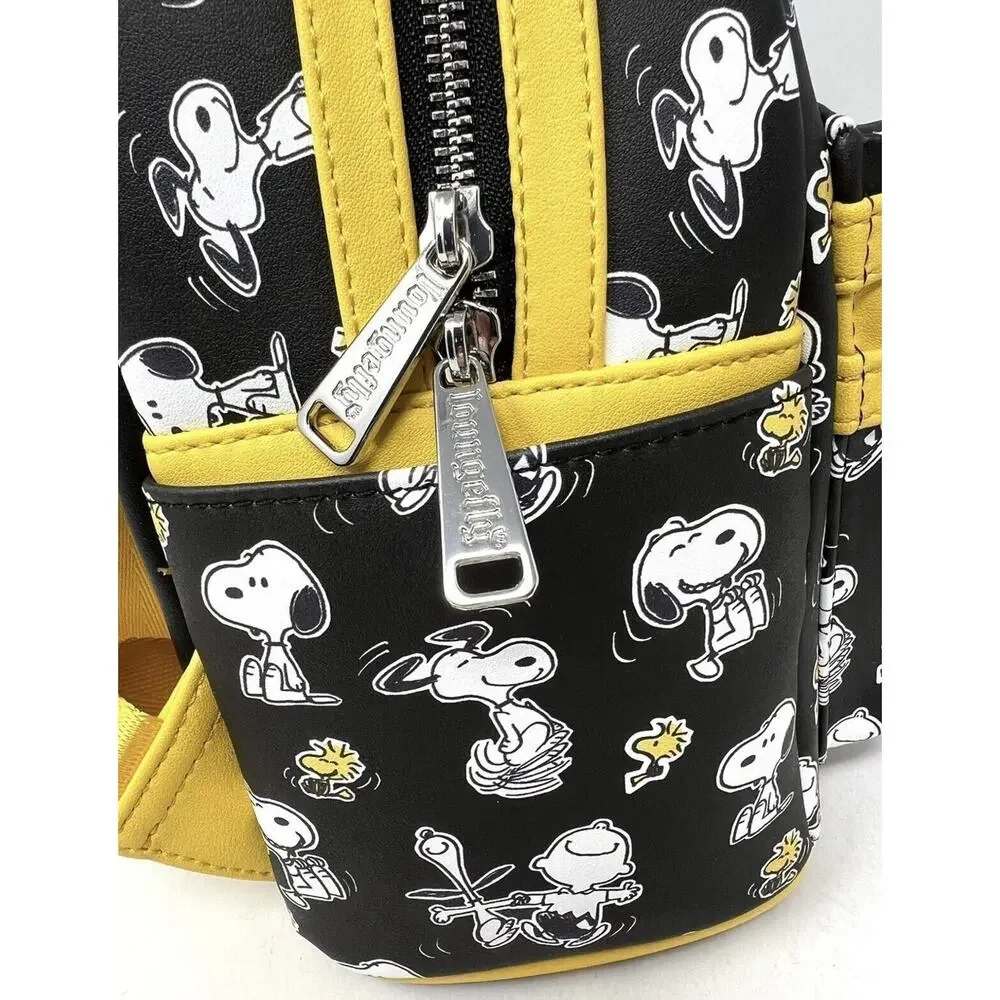 Loungefly Peanuts Snoopy Woodstock Charlie Brown Mini Backpack Black Yellow NWT